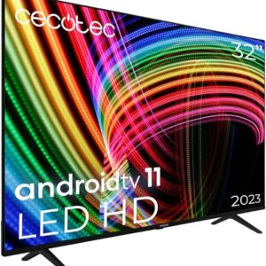 Cecotec TV LED A3 Series ALH30032. 32 Pulgadas, Full HD, Android TV 11, Cortex A55, HDR 10, Sistema Dolby, Chromecast, Google Voice Assistant, HBBTV, Bluetooth, Frameless [Clase de eficiencia energética E] | NUEVO